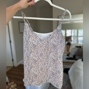Socialite confetti dot blouse tank with scalloped neckline